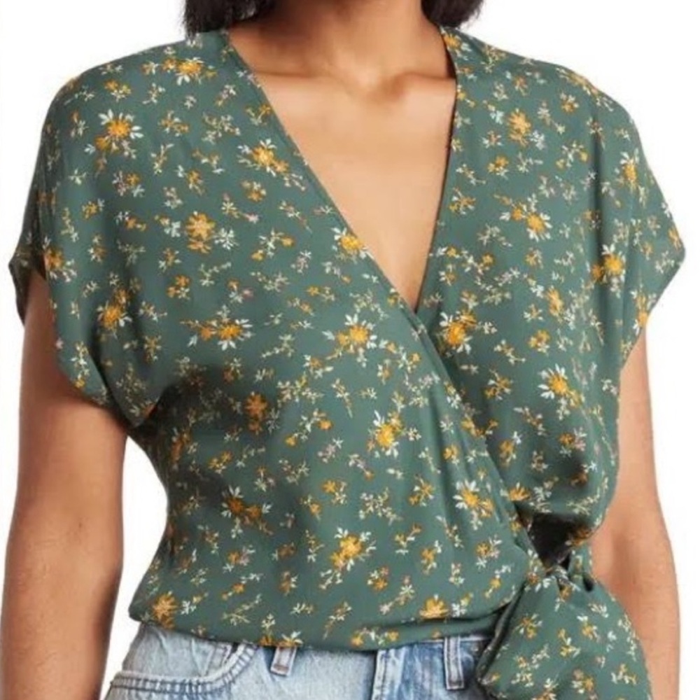 EUC Madewell Floral Wrap Top with Tie